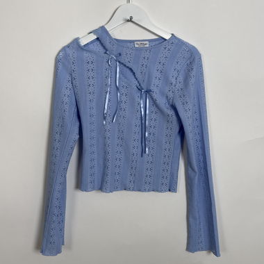 Blue lace long sleeve top