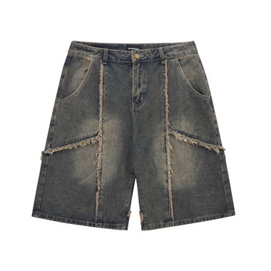 Frayed Denim Cargo Shorts