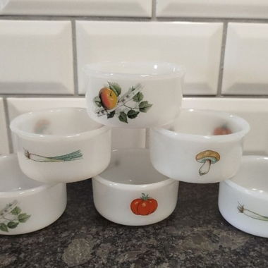 Lot de 6 pots à ramequin Arcopal vintage 