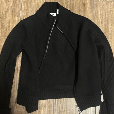 WEEKDAY Schwarzer Zip-Strickpullover
