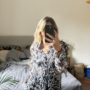 black/white floral blouse