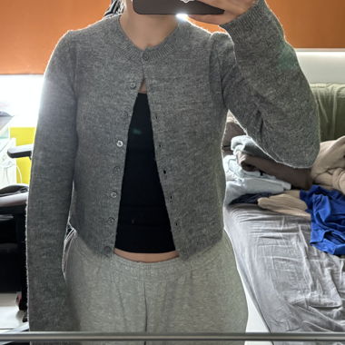 Graue Strick-Cardigan XS