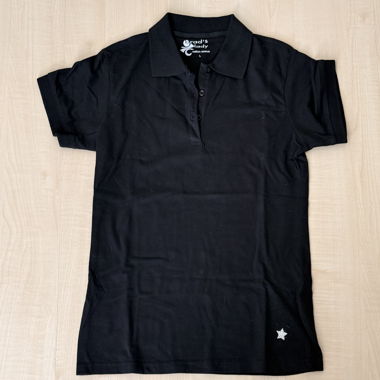 Polo nero vintage con stella glitter