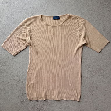 Vintage Silk Ribbed Shirt Beige