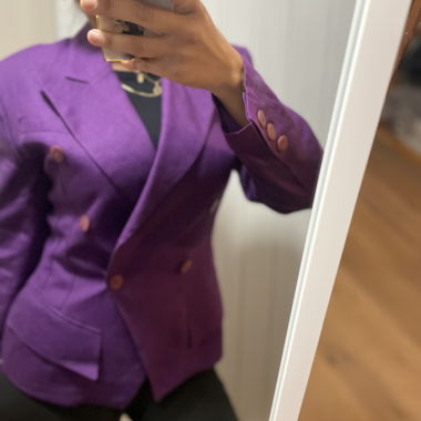 Schicker Vintage Leinenblazer, Gr. 38, Lila