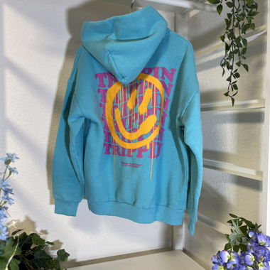 Türkisfarbener Graphic Hoodie – XS