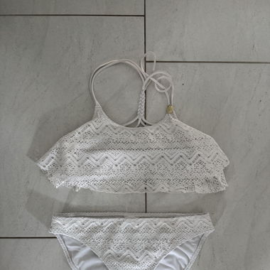 White two-pice Bikini Set with gold detail