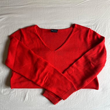 red v neck knitted jumper