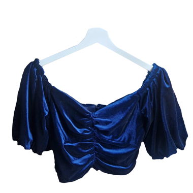 Top court en velours bleu