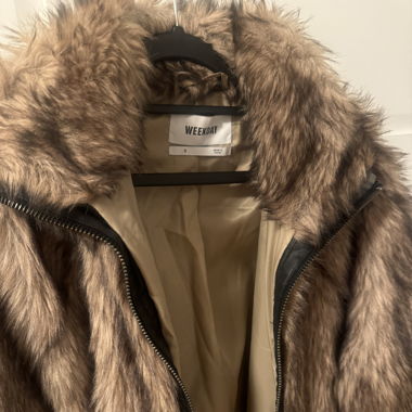 Weekday faux fur jacket brown