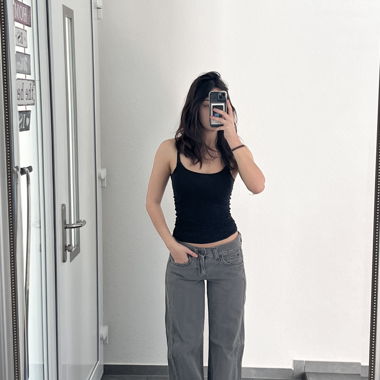 BDG graue gestreifte Wide-Leg-Jeans Grösse S