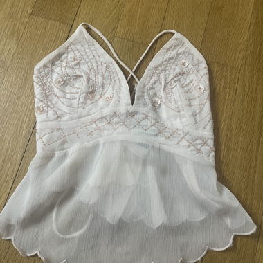 Bershka embroidered spaghetti-strap crop top