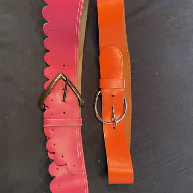 Ceinture en Cuir Vintage Rose et Orange