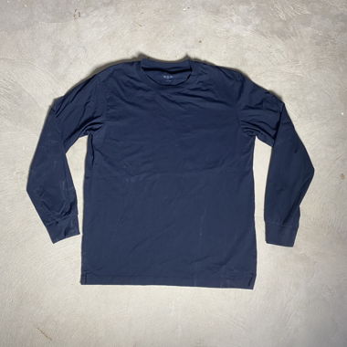 Maglietta a maniche lunghe blu navy con scollo tondo Uniqlo
