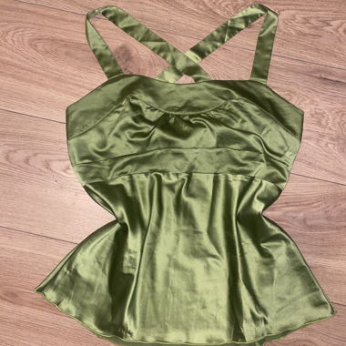 Satin green top