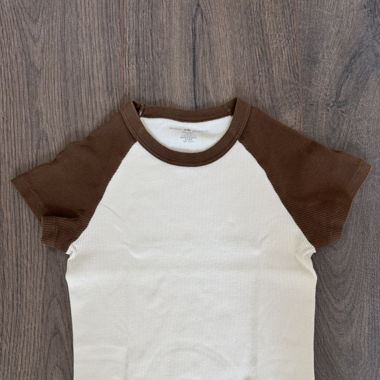 Brown and cream top