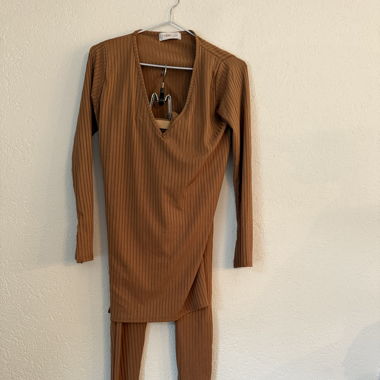 Ensemble côtelé marron tunique et legging