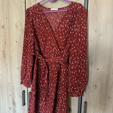 Red Printed Wrap Dress