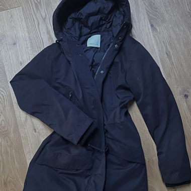 navy blue winter puffer coat