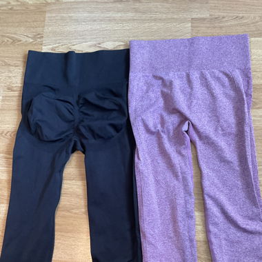 2 Leggings sportivi con vita arricciata