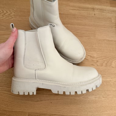 Beige Chelsea ankle boots