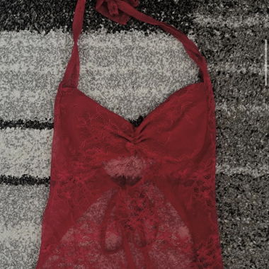 red full lace top