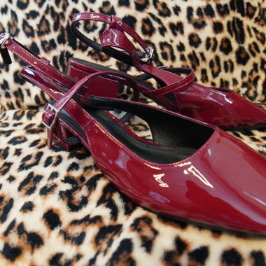 Ballerines Slingback Vernis Bordeaux