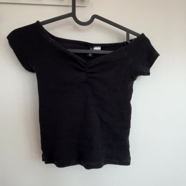 Schwarzes H&M Ripp-Crop-Top XXS