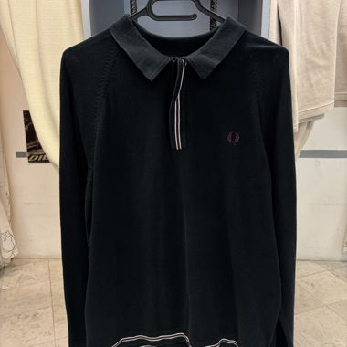 Polo Fred Perry a maniche lunghe nero taglia L