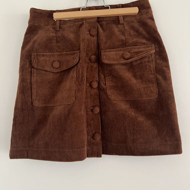 Brown Corduroy Skirt with Pockets