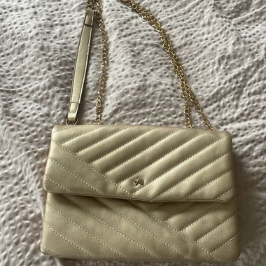 Golden Quilted Shoulder Bag