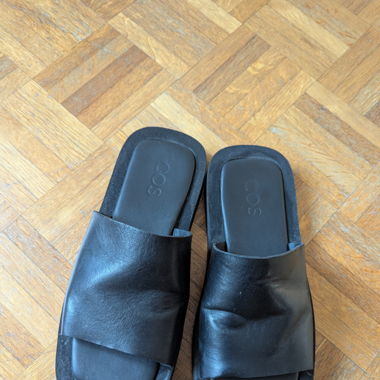 COS Square Toe Leather Slides black