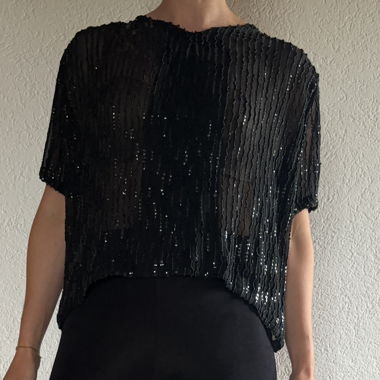 Top Nero con Paillettes