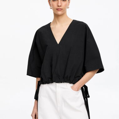 Arket Black Wrap Blouse with Bows