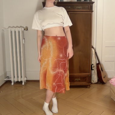 Gonna midi arancio-rossa