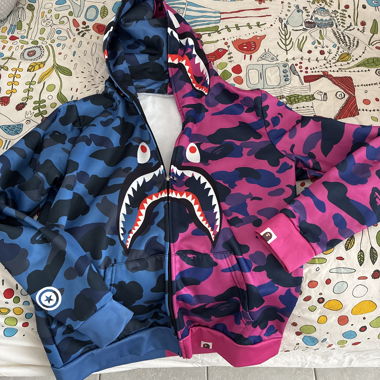 Felpa con cappuccio mimetica bicolore shark