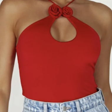 Top Neckholder Meshki rosso XS