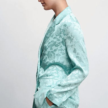 Blazer turquoise à fleurs Mango
