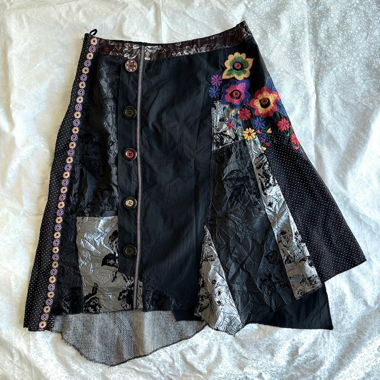 “Skirmisher” embroidered buttoned abstract skirt 