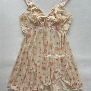 Babydoll in tulle trasparente floreale taglia M