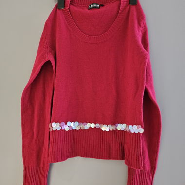 Pull rouge avec paillettes - taille L