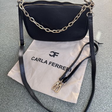 Carla Ferreri Handtasche, Schwarz, Leder