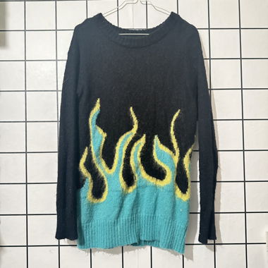 Black & Green Flames Sweater