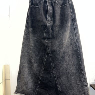 Black Denim Midi Skirt