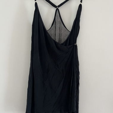 Black Mini Lace Wrap Dress