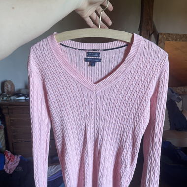 Rosa Pulli Strickoptik dünn