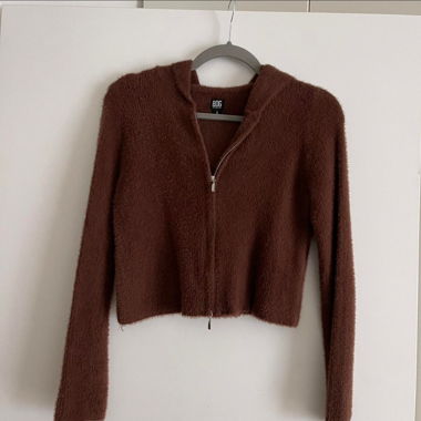 Cropped brown zip up with hood