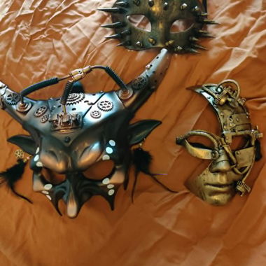 LOT 3 Steampunk-Masken aus Metall