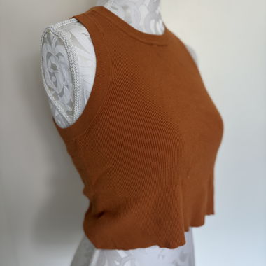 Two-color rib knit tank top