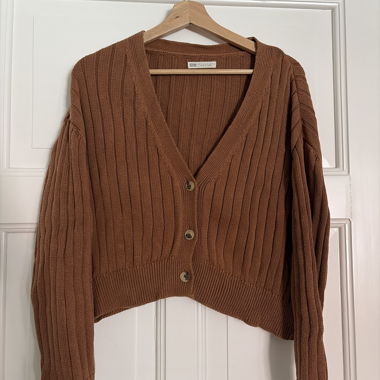 Cardigan in maglia marrone